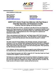 2019-07-30 MDOT MTA Purple Line Glenridge Beam Release